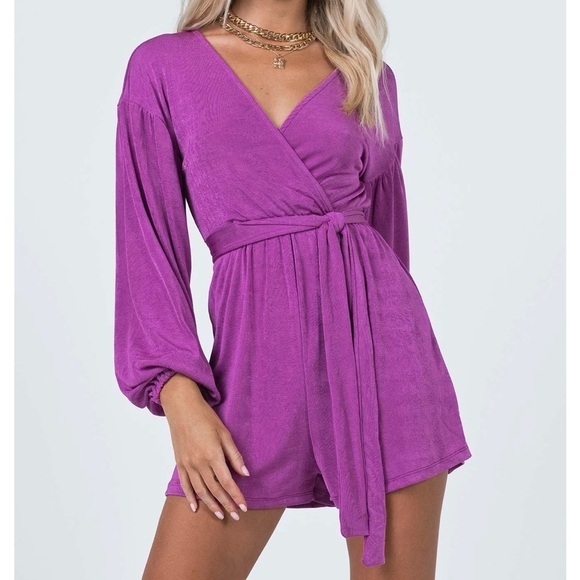 Princess Polly Babydoll Holiday Purple Strike It Up Romper in size 12 - Picture 1 of 12